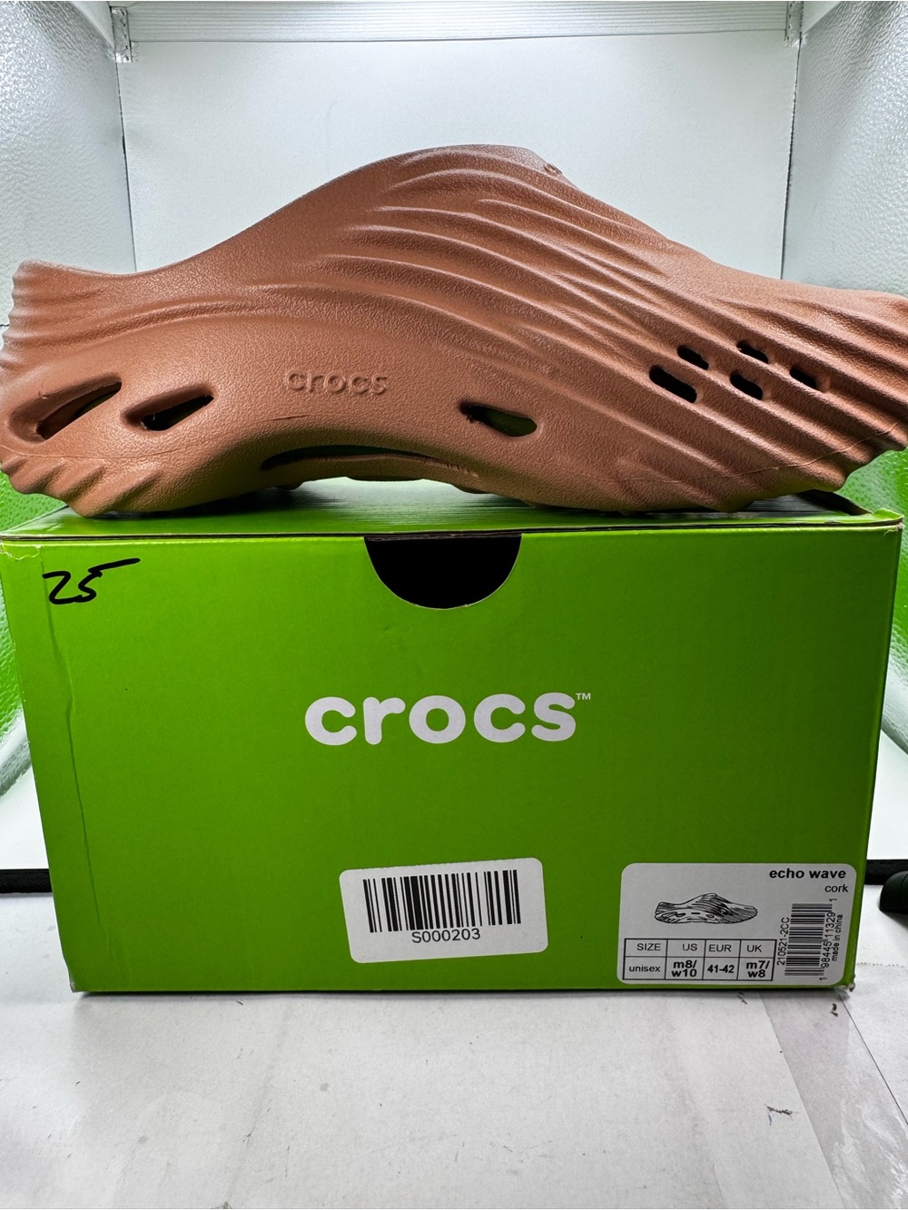 CROCS Echo Wave Slip-On Sandals in Cork Brown